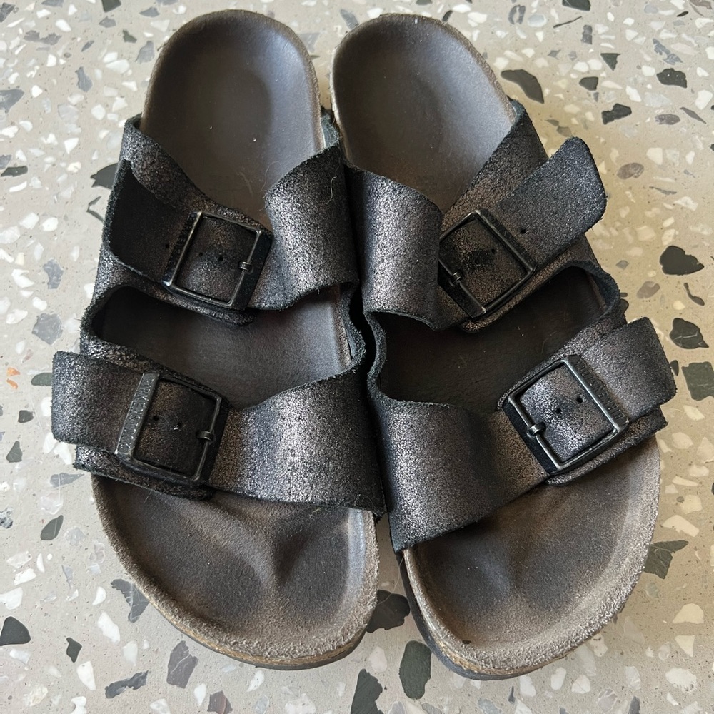 Bronzed Metallic Suede Birkenstocks